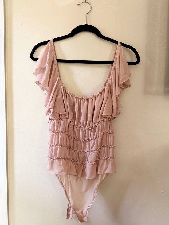 Free People Tops - Free People Juliet Dusty Rose Ruffled Bodysuit